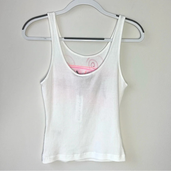 NWT Alice + Olivia Spray Paint Graffiti Graphic Ribbed Tank Top - Picture 3 of 6